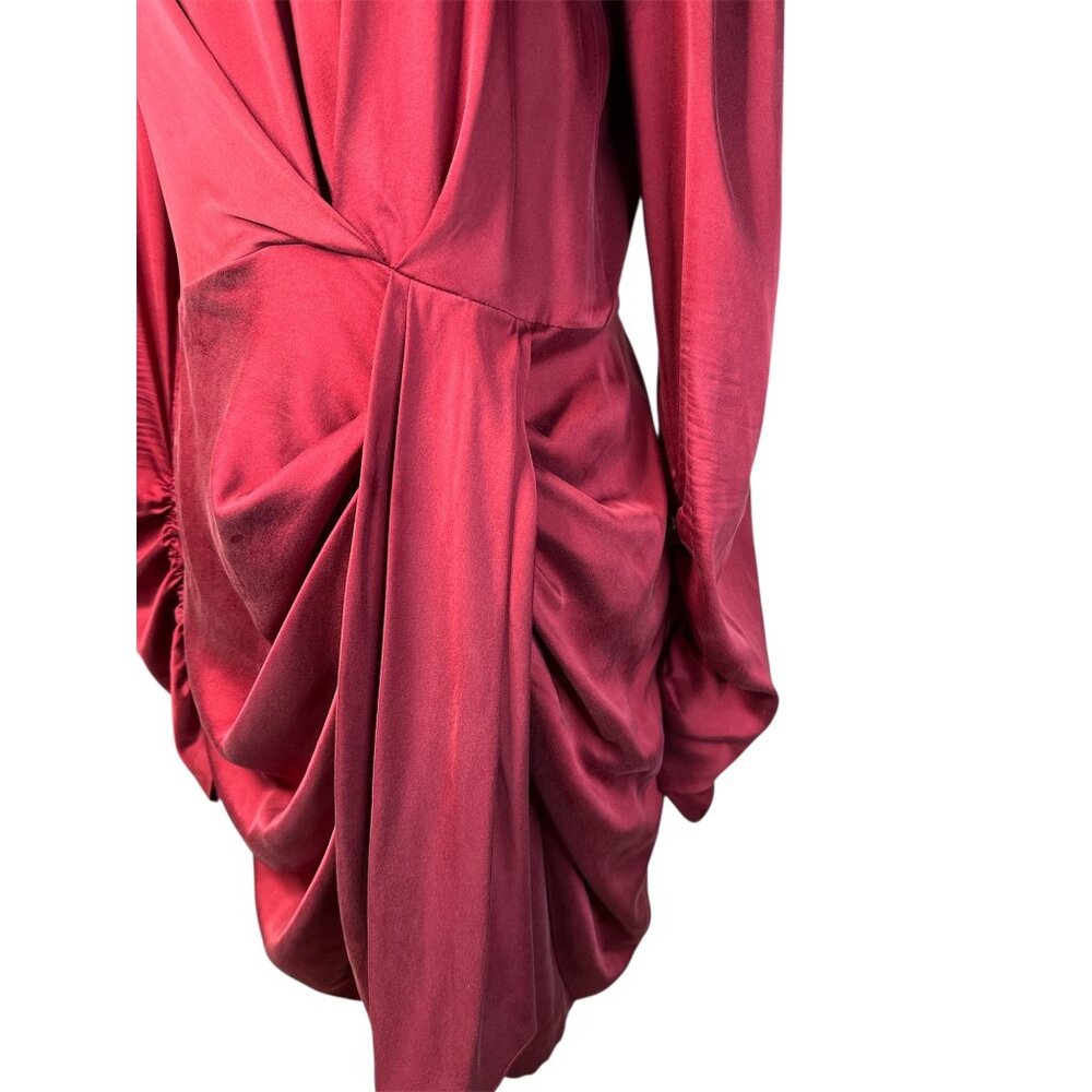 Zimmermann Draped Mini Dress in Garnet 2/Medium New Womens Long Sleeve Silk - Picture 7 of 16